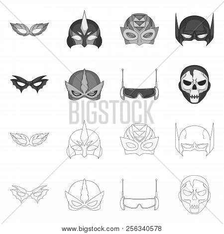 Isolated Object Of Hero And Mask Logo. Set Of Hero And Superhero Stock Symbol For Web.