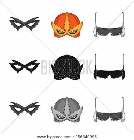 Isolated Object Of Hero And Mask Symbol. Set Of Hero And Superhero Stock Vector Illustration.