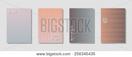 Indie Style Pink Grey Zig Zag Banner Templates, Wavy Lines Gradient Stripes Backgrounds For Music Co