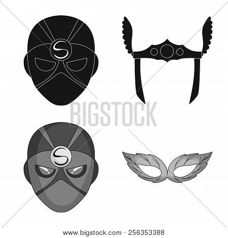 Vector Design Of Hero And Mask Logo. Set Of Hero And Superhero Vector Icon For Stock.