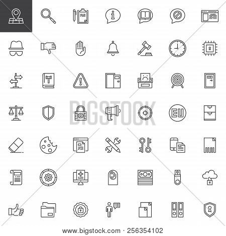 General Data Protection Regulation Outline Icons Set. Linear Style Symbols Collection, Line Signs Pa