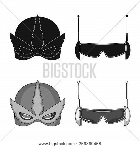 Isolated Object Of Hero And Mask Sign. Collection Of Hero And Superhero Stock Symbol For Web.