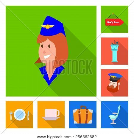 Isolated Object Of Airport And Airplane Symbol. Set Of Airport And Plane Stock Symbol For Web.