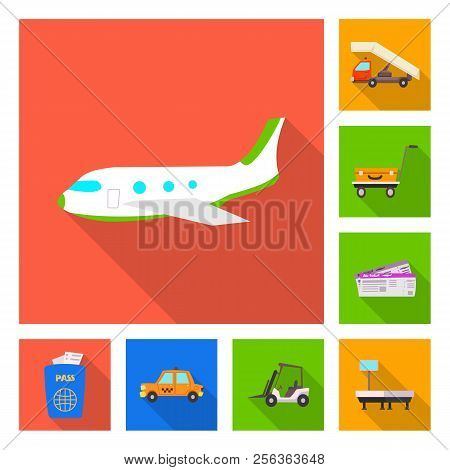 Vector Illustration Of Airport And Airplane Logo. Set Of Airport And Plane Stock Vector Illustration