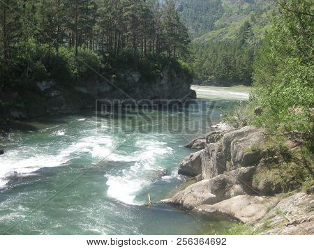The Place Where The Chemal River Flows Into The Katun River.