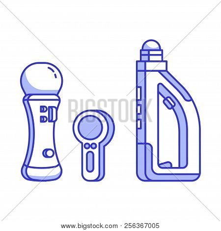 Vr Game Motion Controller Icon Set. Virtual Reality Gadget Technology Accessories. Ar And Gaming Dig