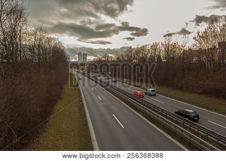 Stuttgart,germany - January 19,2018: Moehringen This Is The Main Road B27,which Leads From This Poin