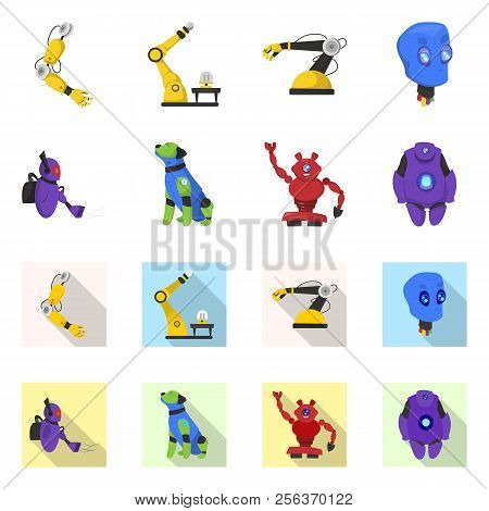 Vector Illustration Of Robot And Factory Logo. Set Of Robot And Space Stock Symbol For Web.