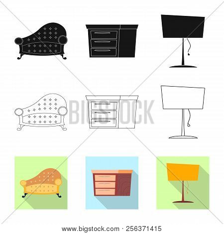 Isolated Object Of Furniture And Apartment Symbol. Set Of Furniture And Home Vector Icon For Stock.