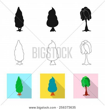 Vector Design Of Tree And Nature Logo. Set Of Tree And Crown Vector Icon For Stock.