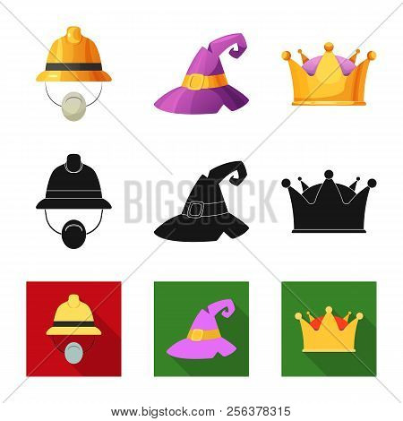 Isolated Object Of Headwear And Cap Logo. Collection Of Headwear And Accessory Vector Icon For Stock