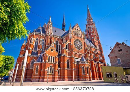 Osijek Cathedral Of St Peter And St Paul Colorful View, Slavonija Region Of Croatia
