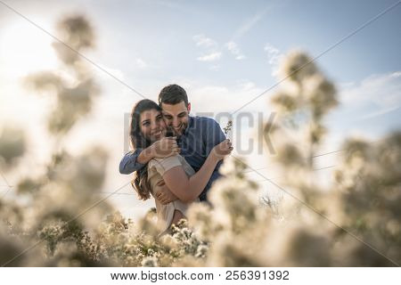 Romantic Couple on a Love Moment at Holambra, Sao Paulo, Brazil