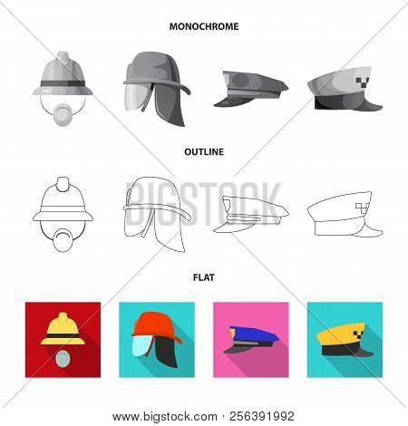 Vector Illustration Of Headwear And Cap Symbol. Set Of Headwear And Accessory Vector Icon For Stock.