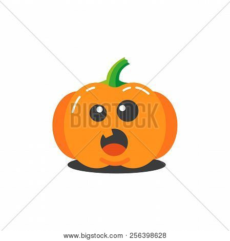 Colorful Illustration Of A Simple Cartoon Funny Pumpkin For Halloween Which Is Very Surprised