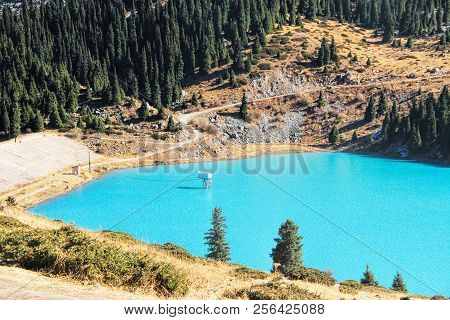 Spectacular Scenic Big Almaty Lake In Thetien Shan Mountains In Almaty, Kazakhstan, Central Asia