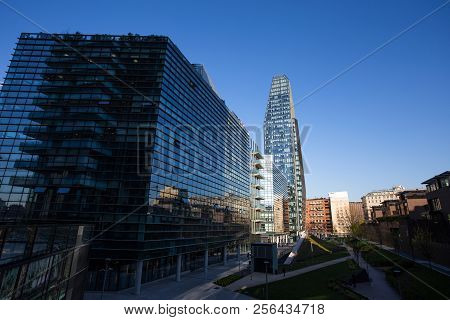 Milan, Italy March 28, 2017 - View Of Diamante (diamond) Tower, Inside 