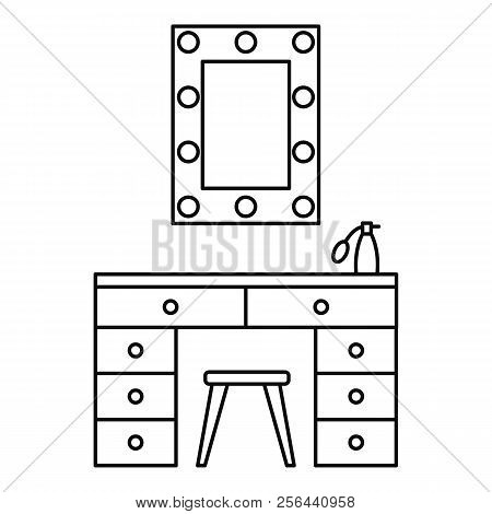 Make Up Room Mirror Table Icon. Outline Illustration Of Make Up Room Mirror Table Vector Icon For We