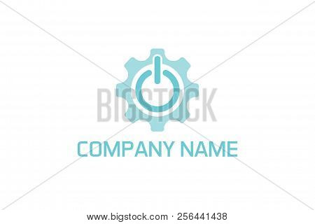 Gear On Logo - White Background Illustartion Design