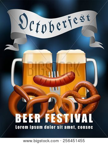 Beer Festival Concept Background. Realistic Illustration Of Beer Festival Vector Concept Background 