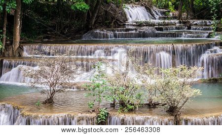 Huay Mae Kamin Waterfall  At Khuean Srinagarindra National Park Kanchanaburi Povince , Thailand