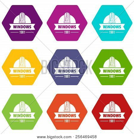 Modern Window Icons 9 Set Coloful Isolated On White For Web