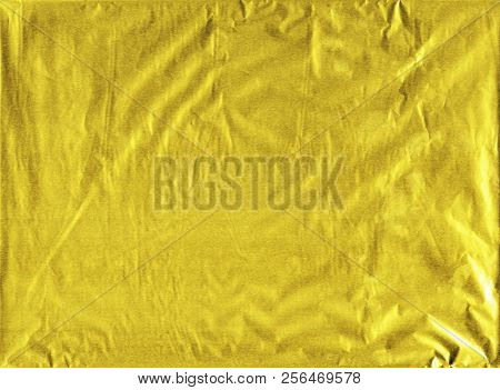 Shiny Yellow Gold Wrapping Paper Foil Texture For Wallpaper Decoration Element Background, Stock Pho