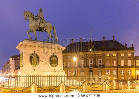 Amalienborg, royal danidh family resident, with town square in Copenhagen denmark