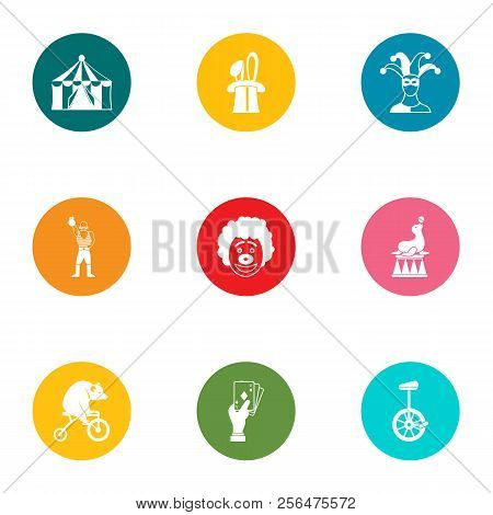 Circus Actor Icons Set. Flat Set Of 9 Circus Actor Vector Icons For Web Isolated On White Background