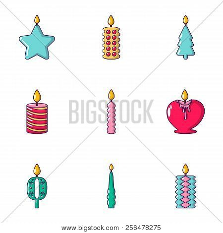 Candlelight Icons Set. Cartoon Set Of 9 Candlelight Vector Icons For Web Isolated On White Backgroun