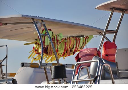 Life Vests On A Boat, Life Jackets In A Boat