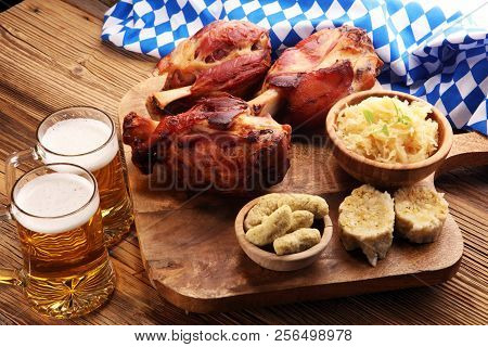 Roasted Pork Knuckle. Ham And Bacon Are Popular Foods In The West. German Schweinshaxe Or Haxe.