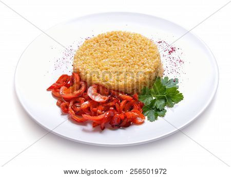 Homemade Bulgur Or Burghul On White Plate