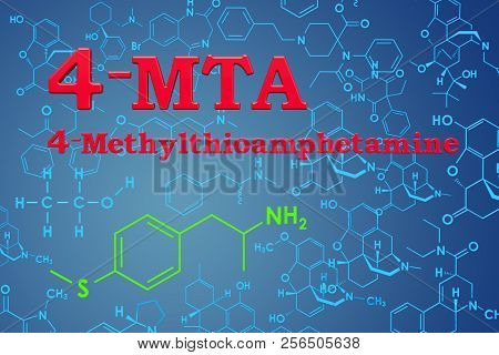 4-methylthioamphetamine (4-mta). Chemical Formula, Molecular Structure. 3d Rendering