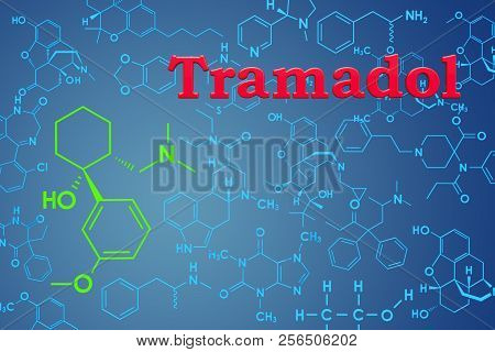 Tramadol. Chemical Formula, Molecular Structure. 3d Rendering