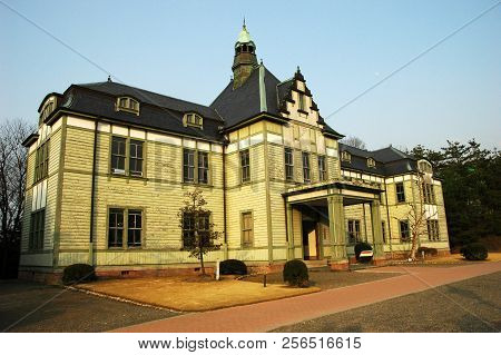 Inuyama, Japan-23 Apr, 2018: An Ancient Building Of The Meiji Museum Dynasty Of Japan About 150 Year