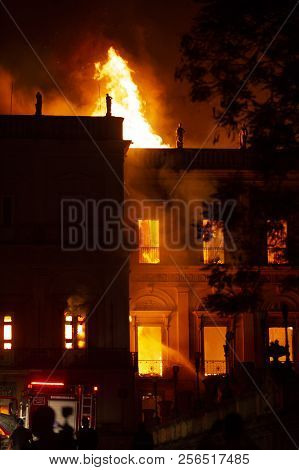 Rio De Janeiro, Brazil - September 02, 2018:  Fire In The Museum Of Brazil, Incalculable Loss As A L