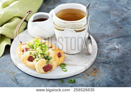 Green Onion And Hot Dog Bun, Savory Pastry
