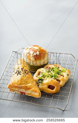 Savory Red Bean, Pork And Green Onion Pastries From Chinese Bakery