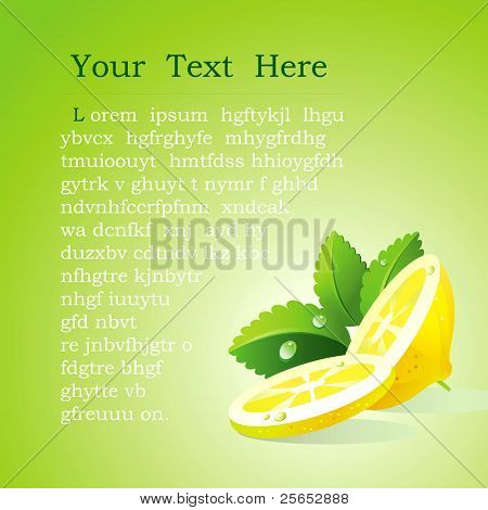 Vector groene achtergrond met citroen en mint.