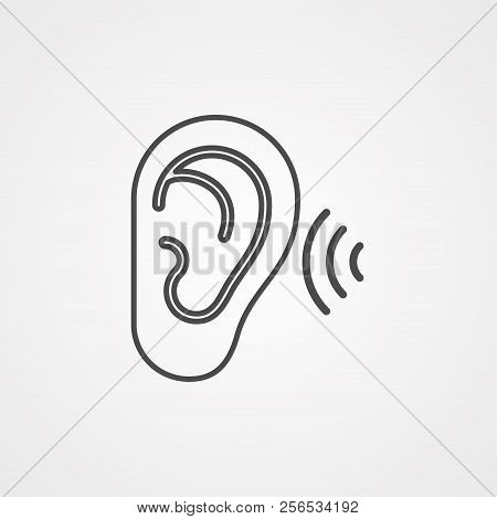 Ear And Ear Canal Outline Icon Image For Hearing  Listening Los. Audiometry, Hear.