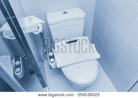 Closet Bowl Flush Toilet With Electricity Bidet Shower For Good Sanitation Bathroom