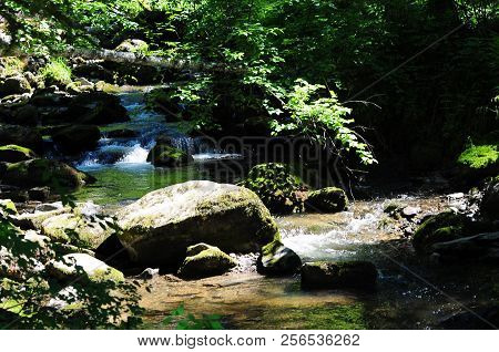 Cascade Of Waterfalls On The Third River. The Republic Of Gorny Altai. Siberia.