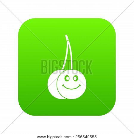 Ripe Smiling Cherry Icon Digital Green For Any Design Isolated On White Illustration