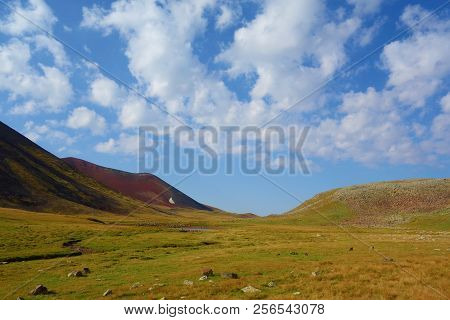 Landscape Between Azhdahak Volcano And Lake Akna In Geghama Mountains Full Of Volcanos, Armenia