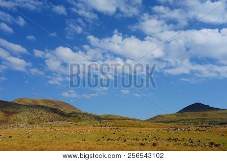 Landscape Between Azhdahak Volcano And Lake Akna In Geghama Mountains Full Of Volcanos, Armenia