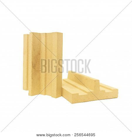 Fireproof products casting processing. Products for use in high modes, lining furnaces, foundry tracts, laboratory glassware,  isolated on white background.