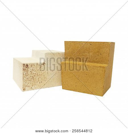 Fireproof products casting processing. Products for use in high modes, lining furnaces, foundry tracts, laboratory glassware,  isolated on white background.