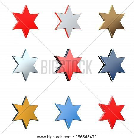 3d Star In Different Element And Color Versions 2 - Isolated On White Background