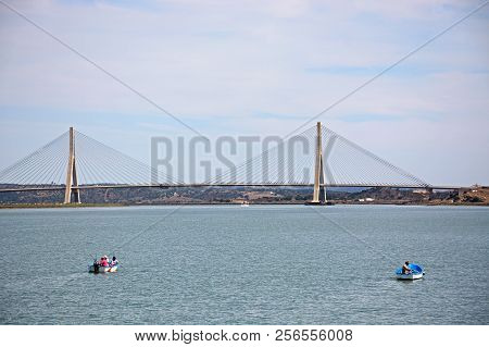 Ayamonte, Spain - June 11, 2017 - View Of Bridge Leading From Casto Marin In Portugal Ponte Internac